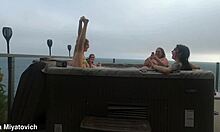 Babes having fun in hot tub