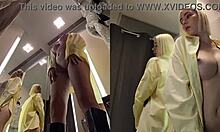 hidden camera in dressing room upskirt view on a juicy pussy no panty