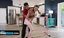 Annoyed stepbrother ties her up raises tutu and fucks her hard