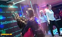 hot blonde goes wild at night club party