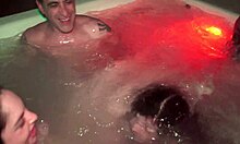 Hot jacuzzi party with three men and two women