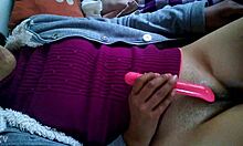 Lesbian amateur watches porn and masturbates