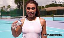 Riding oily ebony ass after tennis practice