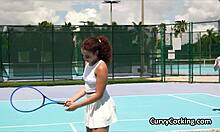 Riding oily ebony ass after tennis practice