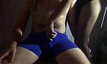 Lapdance tease in fishnets with unexpected finish