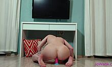 moaning amateur rides dildo in homemade webcam session