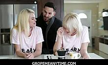 Blonde teens groped by husband!