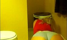 An amateur blonde shakes her big ass on private webcam.