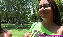 Amateur Lesbians Intensely Fucked With Strapon In Threesome.