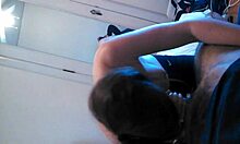 Amateur brunette girlfriend sucks big cock in blowjob session