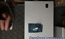 Amateur shoplifter caught and bent over hard