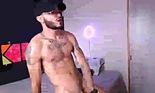 liam, the muscular guy, jerks off in my bed until he cums hard.