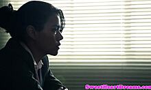 Lesbian Secretary Licks Busty Teen Pussy!