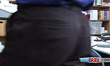 Starr engages in rough foreplay with the guard before getting screwed.