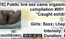 caught teen flashing pussy on live cam using dildo outdoors