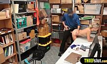 Blonde Shoplifter Punished by Mall Officer