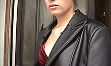 Nasty brunette gets soaking wet while masturbating outdoors in public.