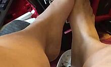 I try to catch my man's attention with my feet while he streams live, using toes and socks in a playful game.