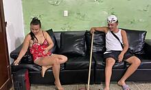 I was sucking my stepdaughter's big tits just before my wife got home.