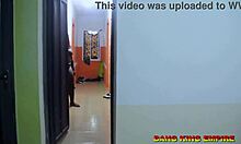 Ebony massage session with fingering and tattoo