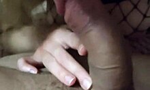 wife gives handjob and blowjob with cum