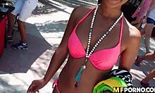 Amateur latina teen 18+ banged on beach by friend in pov group