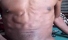 Master wets big black cock on submissive