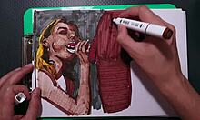 I painted an erotic blowjob girl sketch