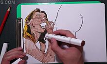 I painted an erotic blowjob girl sketch