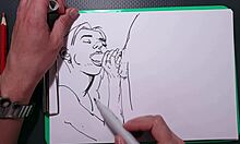 I painted an erotic blowjob girl sketch