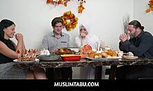 Teen 18+ Nadia White in Hijab Celebrates Thanksgiving with POV Blowjob and Ass Play