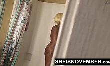 Ebony step sister MsNovember rides big cock doggystyle POV with big tits and ass! 😍