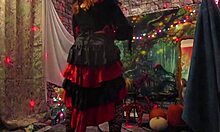 i messed up the halloween dance with my redhead milf wife in cosplay, showing off her pussy and all