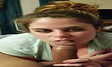 The babe performs a blowjob and swallows cum in high definition