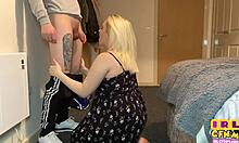 i'm this desperate blonde girlfriend craving to deepthroat my boyfriend's cock in cfnm while giving a handjob and sucking