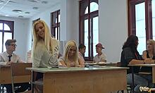 I saw those naughty babes get fucked in a teen threesome by the smutty professor, wow!