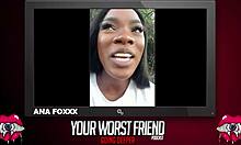 Ana Foxxx, your worst friend, goes deeper in backstage assfucking with black stud.
