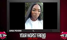 Ana Foxxx, your worst friend, goes deeper in backstage assfucking with black stud.