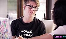 cute lesbian babe queening amazing girlfriend with big tits oral