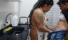 neglected wife shares intimate moments with friend in home kitchen