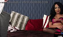 Wife in lingerie seduces hubby voyeur