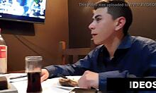 Stepmom and stepson chat before wild anal action.