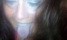 she sucks my cock with huge tits