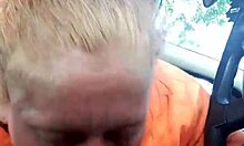 Outdoor car scene with amateur performers in public street setting