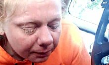 Outdoor car scene with amateur performers in public street setting