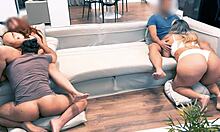 Two Couples Enjoying A Group Activity