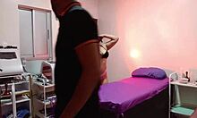 sexy latina feels deep pleasure as masseur fucks her pussy in missionary position