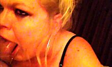 Jenna Jaymes deepthroats and gags on massive blonde milf cock in amateur scene