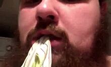 young gay chub sucks and rides dildo