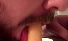 young gay chub sucks and rides dildo